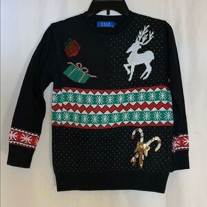 Boys’- Christmas Sweater with Reindeer and Gifts